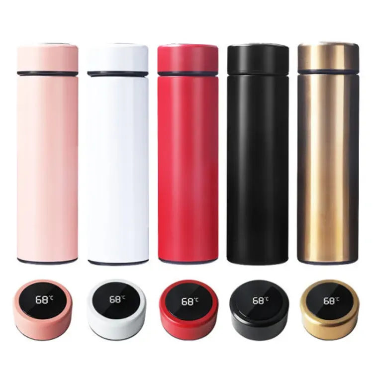 Temperature Display Vacuum Insulated Water Bottle Thermo Flask Made of Premium Stainless Steel Coffee Cup -500 ml (Random Color) View Gallery - Pakistan