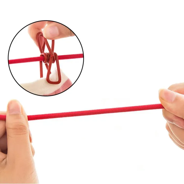 Portable Clothesline Clip - Elastic, Windproof Eco-Friendly Cloth Hanging Rope for Travel Home Use | After stretching it become View Gallery - Pakistan