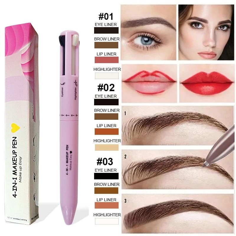 4 in 1 Waterproof Makeup Pen Eyebrow Pencil Long Lasting Easy Lip Color Liner Highlight Lying Silkworm Eyeliner Pen Makeup Tools (Random Color) View Gallery - Pakistan