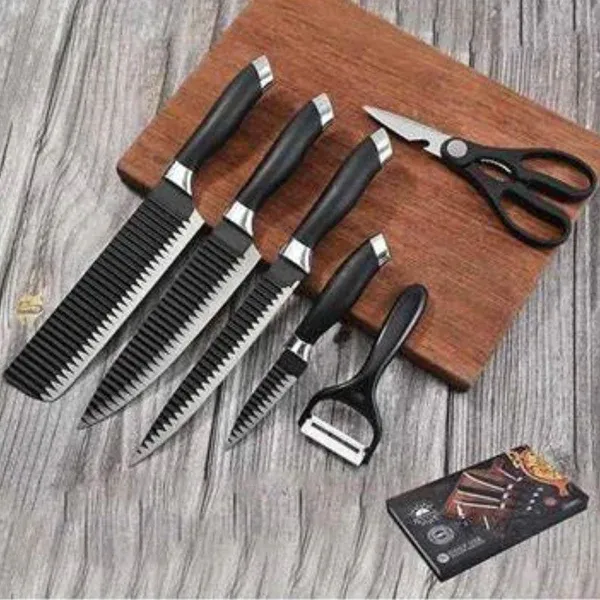 KITCHEN KNIF SET 6 PCS (black color ) View Gallery - Pakistan