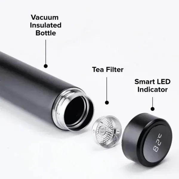 Temperature Display Vacuum Insulated Water Bottle Thermo Flask Made of Premium Stainless Steel Coffee Cup (Random Color) View Gallery - Pakistan