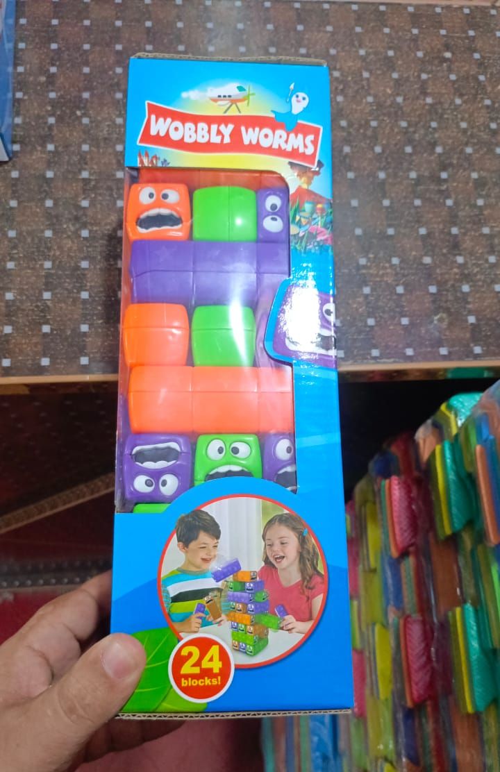 Wobbly Worms Tower Balancing Game | Tower Tumbling Stacking Board Games Building Blocks View Gallery - Pakistan