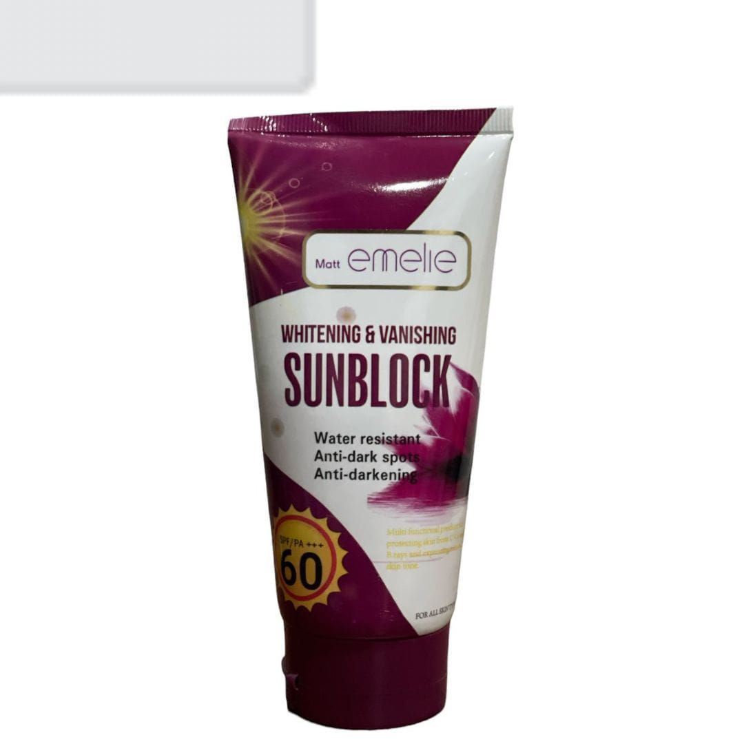 Emelie Whitening &amp; Vanishing Sunblock SPF60 (150ml) View Gallery - Pakistan