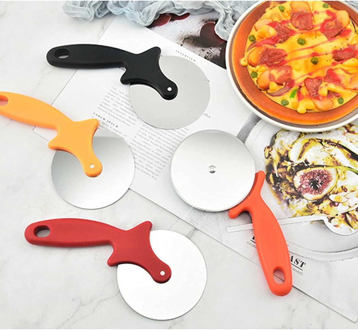 Pizza Cutter, Pizza r Big Size  Cooker Stainless Steel, Commercial Use, Kitchen Helper(random color) View Gallery - Pakistan