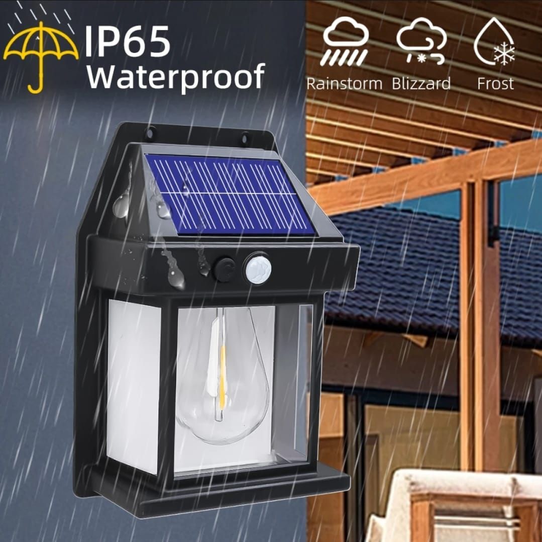 Solar Power Motion Sensor Human Body Induction LED Wall Light Waterproof Tungsten Filament Lamp Outdoor Garden Courtyard Light (Black) View Gallery - Pakistan