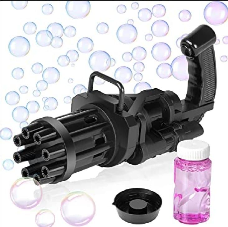 8 Hole Massive Bubble Gun_Gatling Bubble Machine 8 Hole Bubble Blower Automatic Bubble Maker Electric Bubble Gun (Random Color) View Gallery - Pakistan