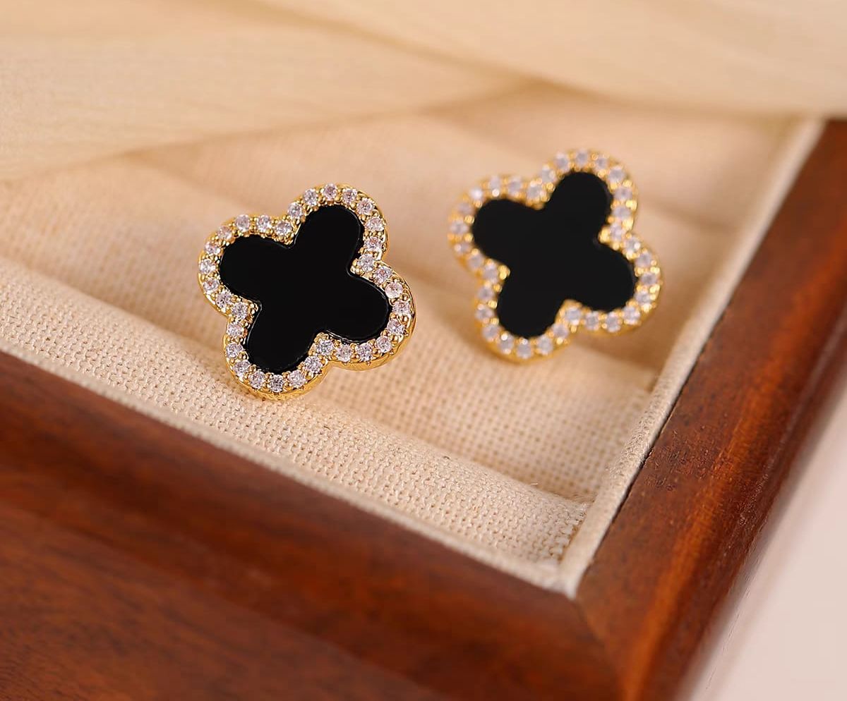 Stainless steel  Flower  zircon studs Earrings View Gallery - Pakistan