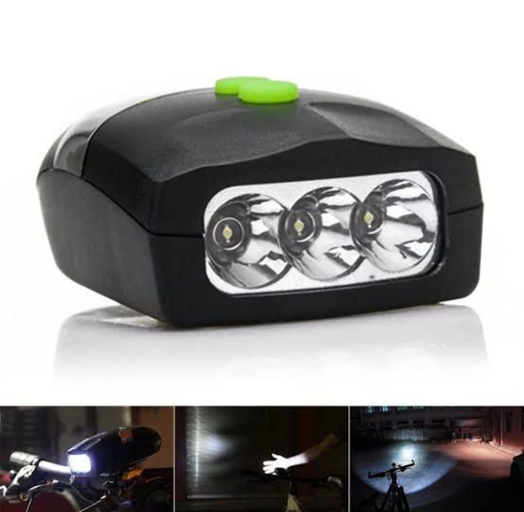3 LED Bicycle Front Head light &amp; bell siren alarm hooter / cycle light generic View Gallery - Pakistan