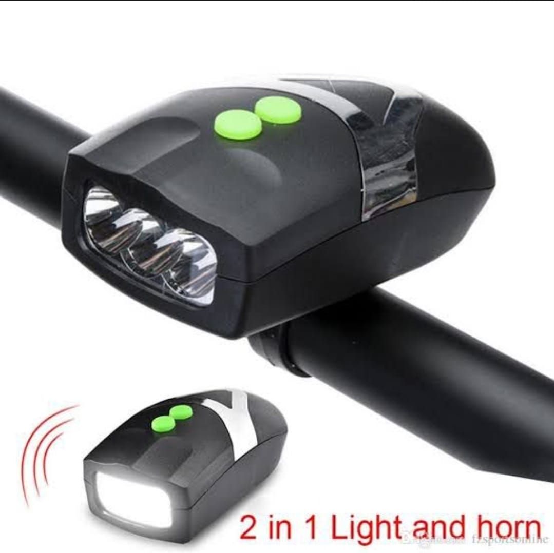 3 LED Bicycle Front Head light &amp; bell siren alarm hooter / cycle light generic View Gallery - Pakistan