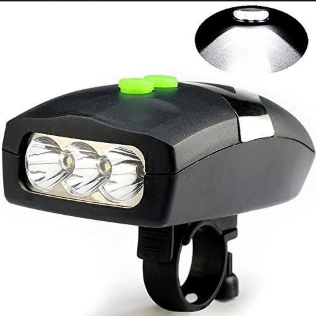 3 LED Bicycle Front Head light &amp; bell siren alarm hooter / cycle light generic View Gallery - Pakistan
