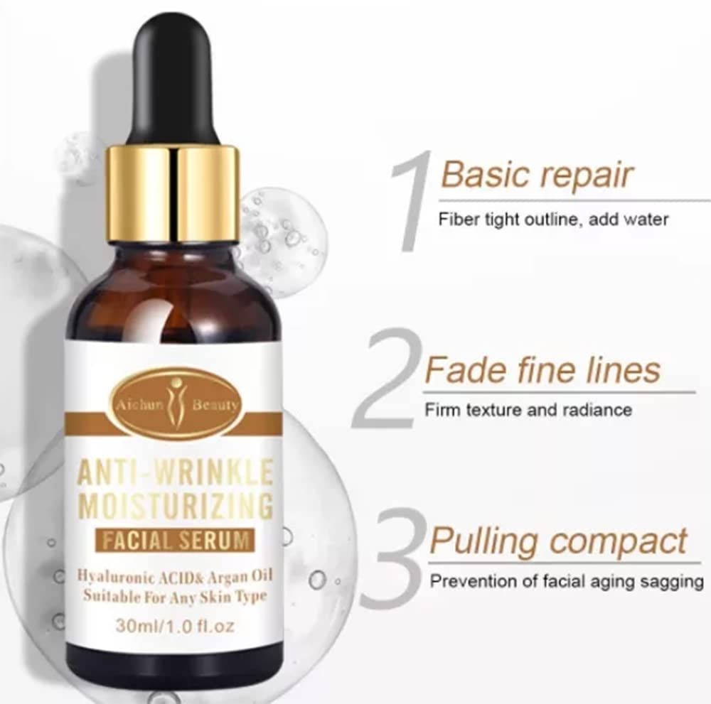 AICHUN BEAUTY Anti-Wrinkle Moisturizing Facial Serum - Hyaluronic Acid, Argan Oil - 2in1 Care - 30ml View Gallery - Pakistan