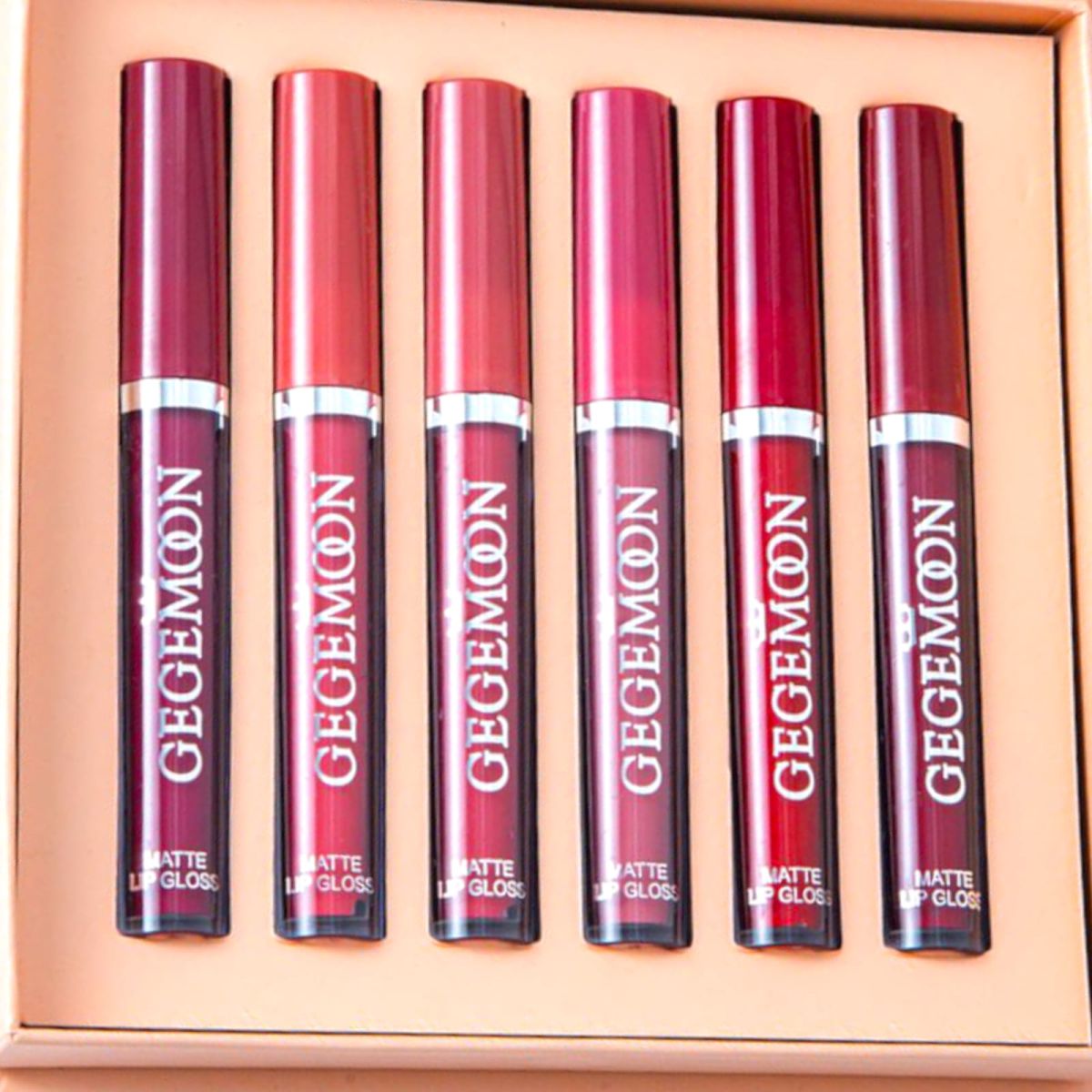 GEGEMOON 6 Colors Long Lasting Velvet Lips Tint Liquid Lipsticks Waterproof Non-Stick Cup Lip-gloss Gift Set View Gallery - Pakistan