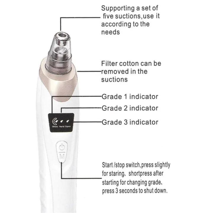 Face Vacuum Blackhead Remover Pore Cleaner | Electric Deep Cleansing Tool for Nose &amp; Face View Gallery - Pakistan