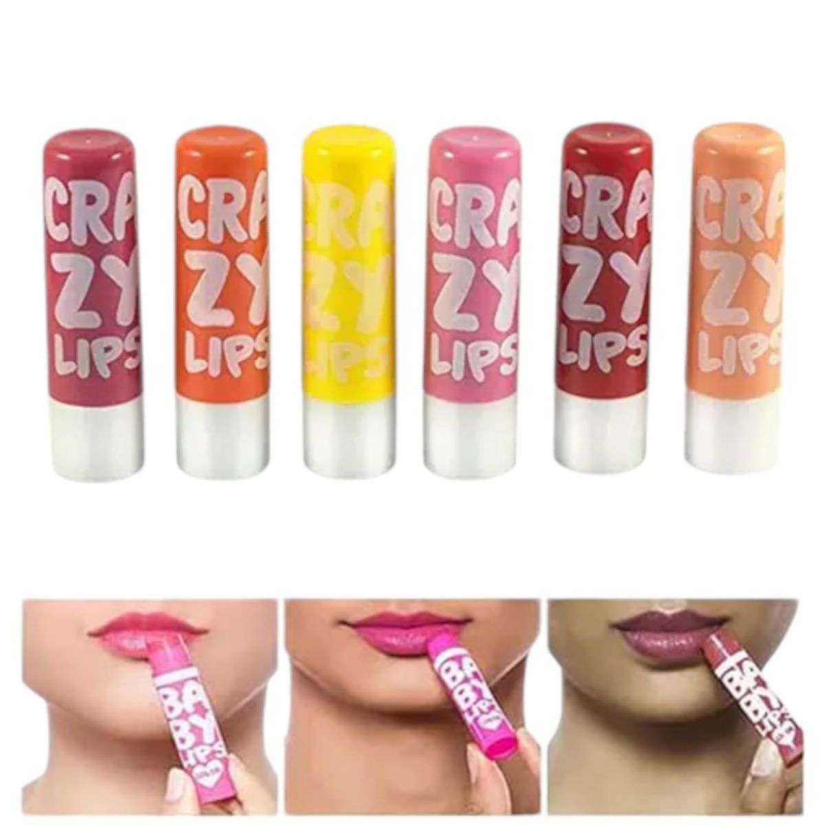 12 PC Crazy Lips Lip Balm ( Multicolour ) View Gallery - Pakistan
