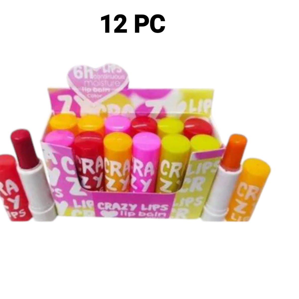 12 PC Crazy Lips Lip Balm ( Multicolour ) View Gallery - Pakistan