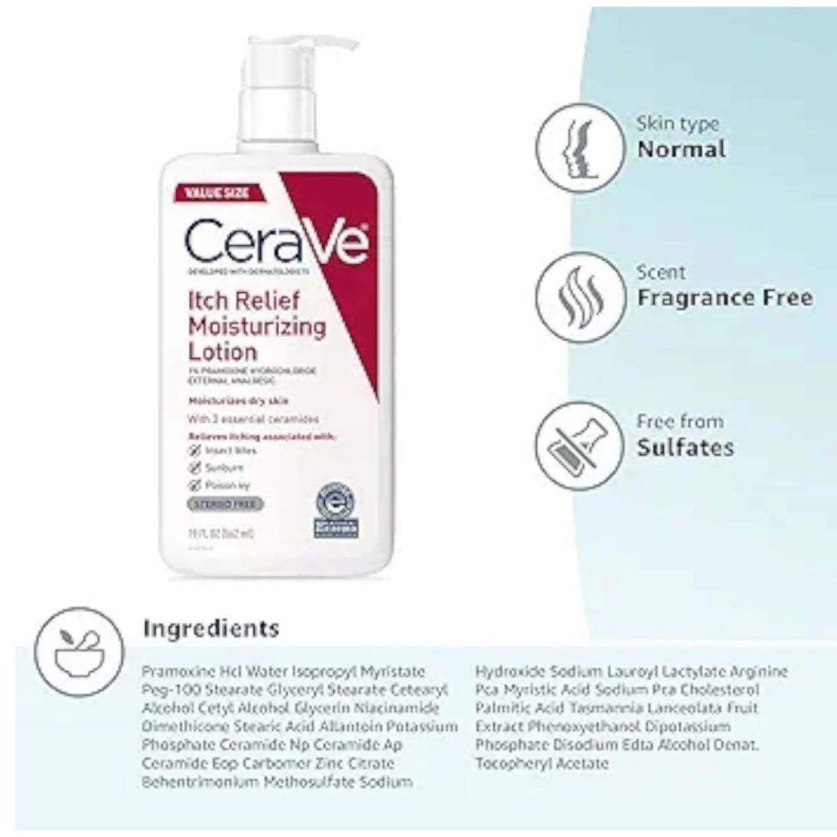 CeraVe Itch Relief Moisturizing Lotion with Pramoxine Hydrochloride for Dry Skin  (237ml) View Gallery - Pakistan