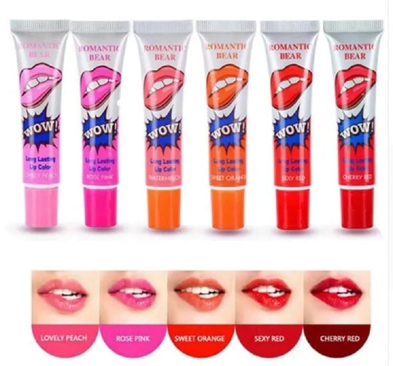(pack of 6 ) 6pcs Peel Off Liquid Lipstick Waterproof &amp; Long Lasting Lip Tint View Gallery - Pakistan
