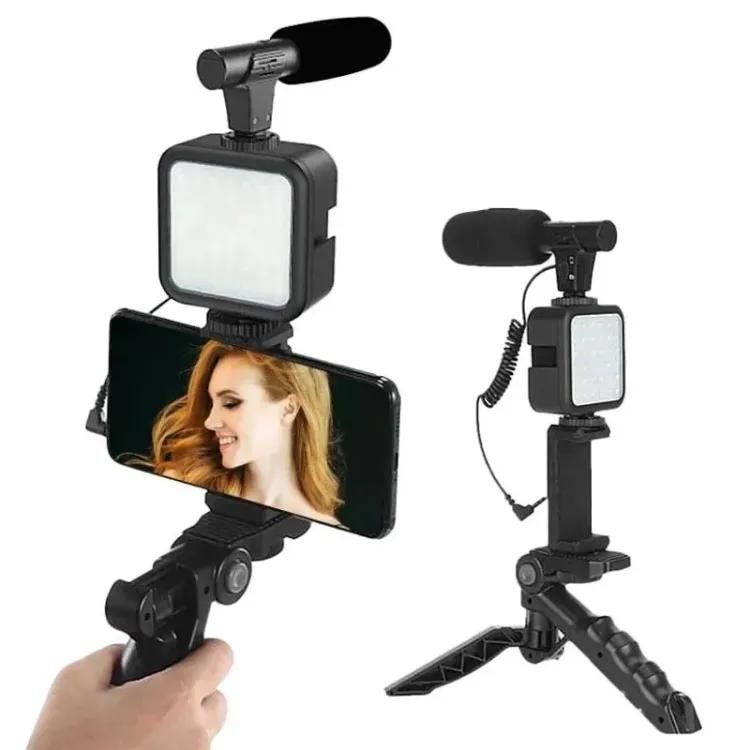 Ay-49 Vlogger Video Making Kits Vlog Microphone Led Fill Light Mini Tripod Mobile Holder with remote Good quality View Gallery - Pakistan