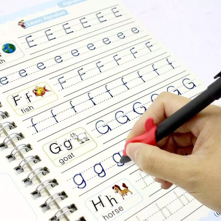 Sank Magic book Practice | Sank Magic Book for Montessori Children Tracing Handwriting First Pre-school Baby Learning Books for Kids (4 Books + Magic Pen with 10 Ink Refills) View Gallery - Pakistan