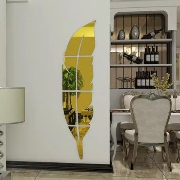3d Acrylic Wall leaf Mirror reflection Room Decor View Gallery - Pakistan