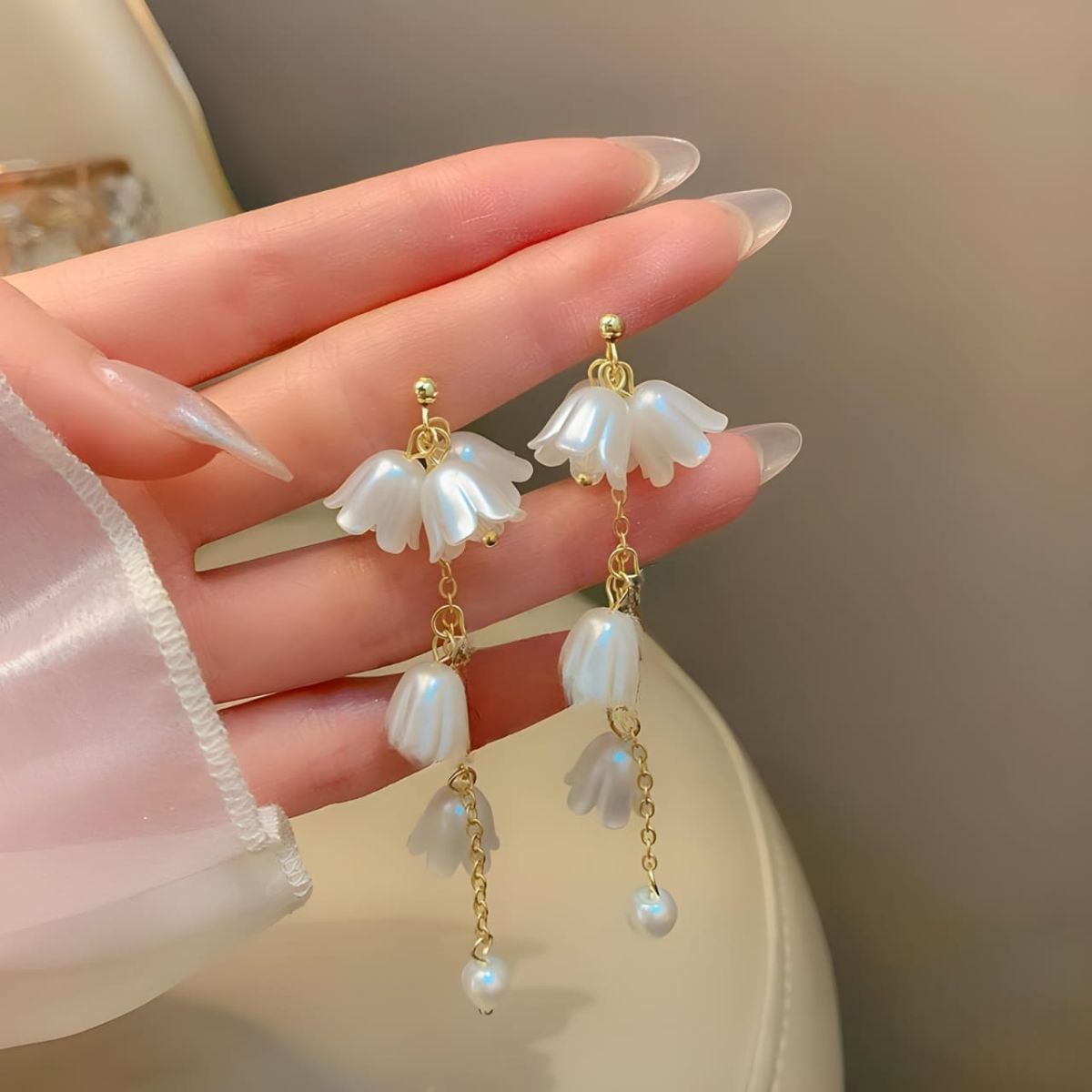 SHEIN elegant pearl and flower drop earrings for Women Girls View Gallery - Pakistan