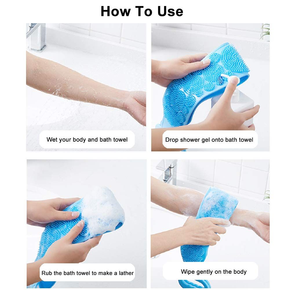 Double Side Bath Towel Scrubber - Random Color View Gallery - Pakistan