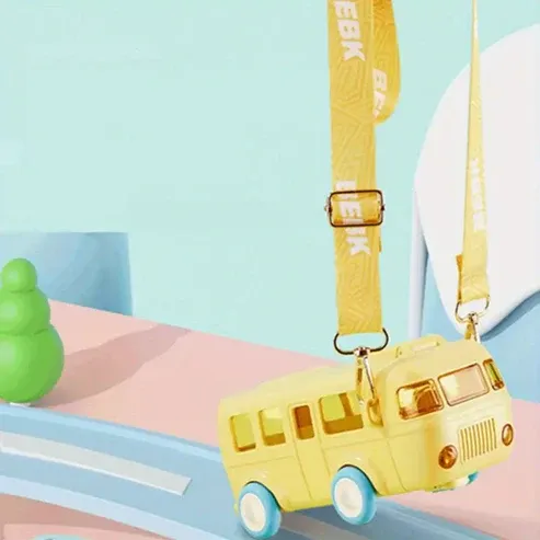 Bus Shape School Water Bottle with Strap 500 ML (Random Color) View Gallery - Pakistan