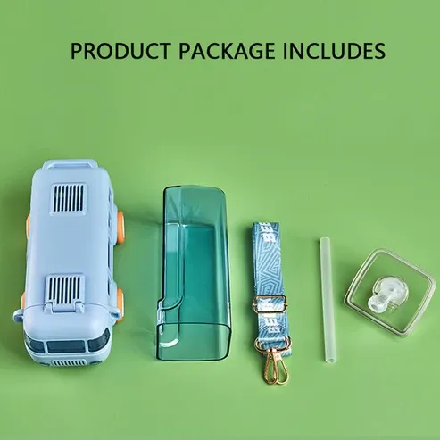 Bus Shape School Water Bottle with Strap 500 ML (Random Color) View Gallery - Pakistan