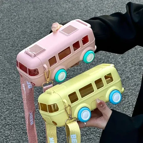 Bus Shape School Water Bottle with Strap 500 ML (Random Color) View Gallery - Pakistan