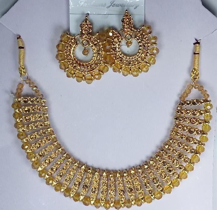 Colorful chowker neckless and  crystal round earrings  jewellery set for girls, womans View Gallery - Pakistan