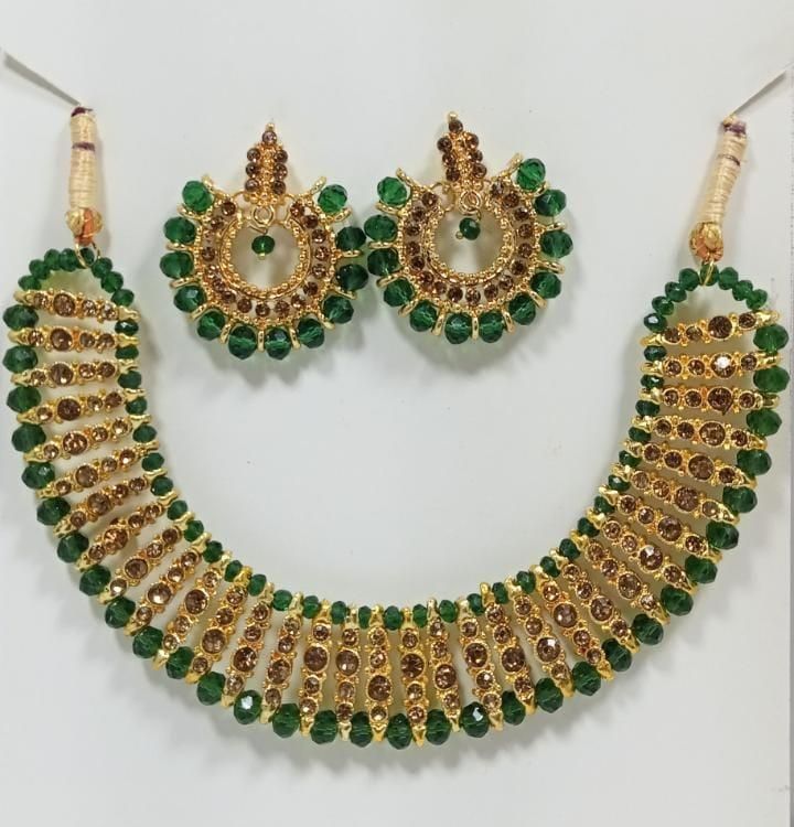 Colorful chowker neckless and  crystal round earrings  jewellery set for girls, womans View Gallery - Pakistan