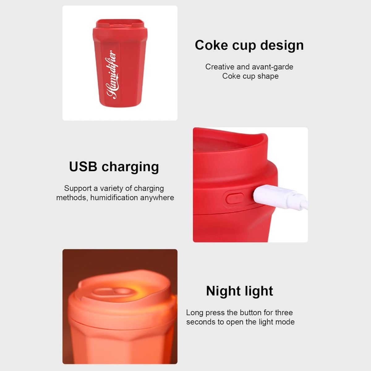 Coke Cup Humidifier Car Home USB Aroma Diffuser Summer Flame Air Coke Cup Cool Mist Bedroom Study Room Mini Humidifier  (random color) View Gallery - Pakistan