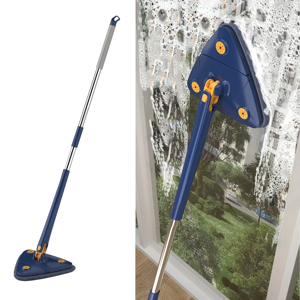 Extendable Triangle Mop 360 Twist Squeeze Window Glass Toilet Bathroom Floor Household Cleaning Ceiling Dusting (Random color) View Gallery - Pakistan