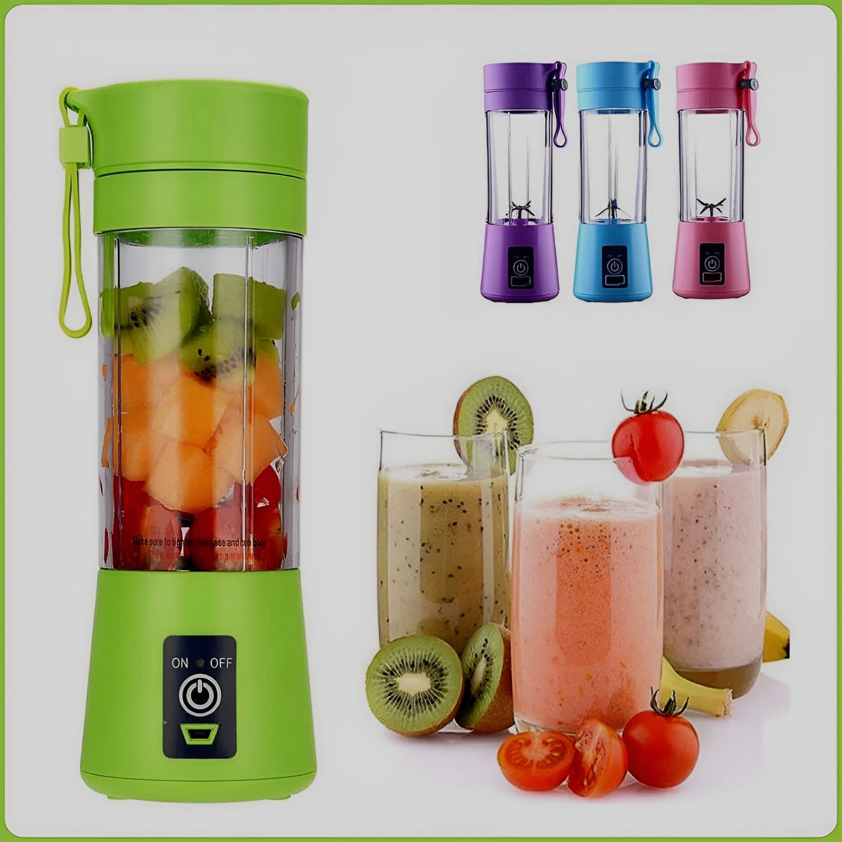 Portable Mini 6 blade Juicer blender | Outdoor Juicing Cup (380ml) - Rechargeable (random Color) View Gallery - Pakistan