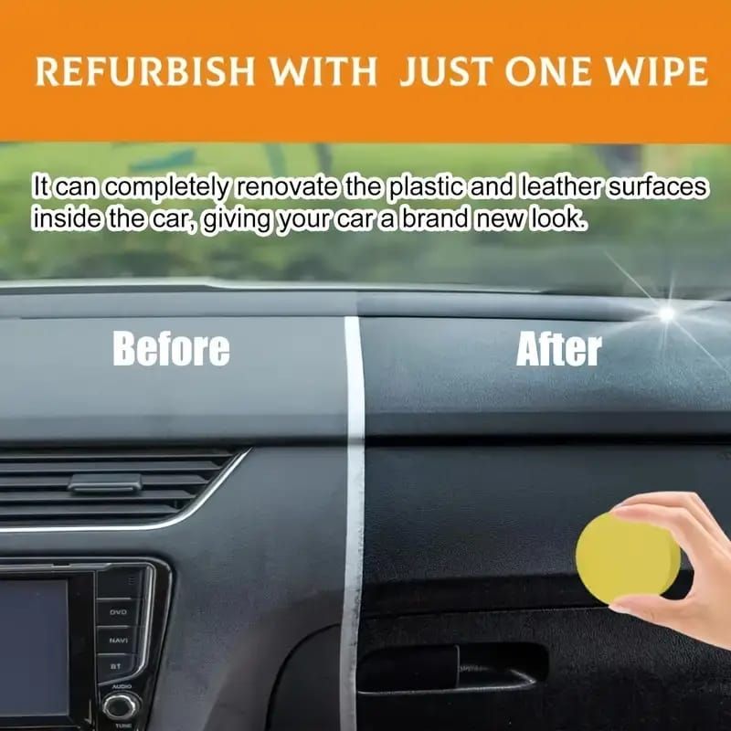QIFENGHE Car Plastic Restorer - Auto Interior &amp; Panel Renewal Wax Coating Agent Car Wax Car Wax Polish 200gm + sponge View Gallery - Pakistan