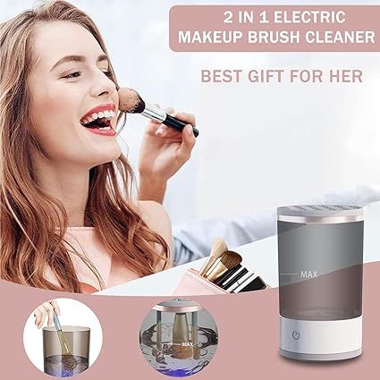 3 In 1 Electric Makeup Brush Cleaner | Automatic Make Up Brush Holder Cleaner Machine View Gallery - Pakistan