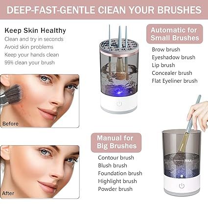 3 In 1 Electric Makeup Brush Cleaner | Automatic Make Up Brush Holder Cleaner Machine View Gallery - Pakistan