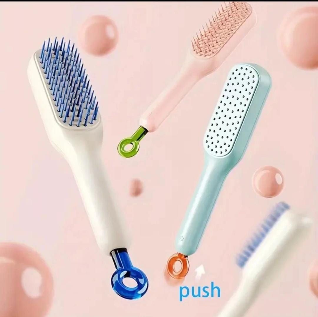 Self Cleaning Magic hair brush, One-click Cleaning Telescopic Hair Comb –  (random Color)