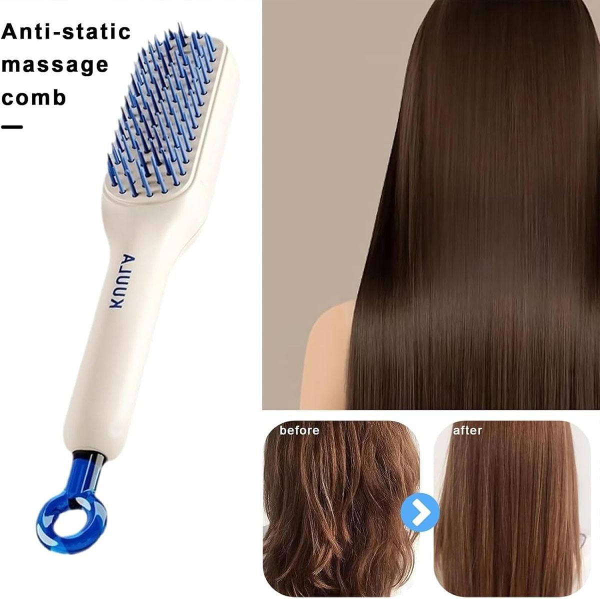 Self Cleaning Magic hair brush, One-click Cleaning Telescopic Hair Comb –  (random Color) View Gallery - Pakistan