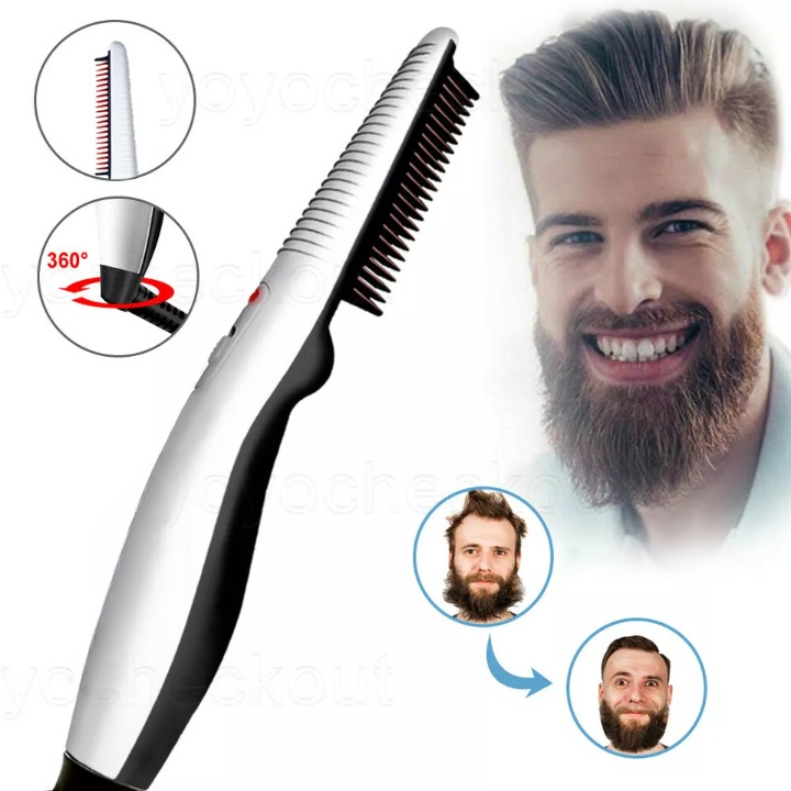 Rechargeable Hair Curler Beard Shawl Comb Multi functional Hair Straightener Comb Brush - Imported View Gallery - Pakistan