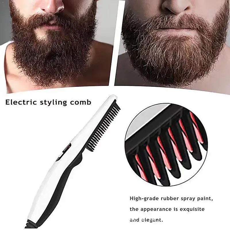 Rechargeable Hair Curler Beard Shawl Comb Multi functional Hair Straightener Comb Brush - Imported View Gallery - Pakistan