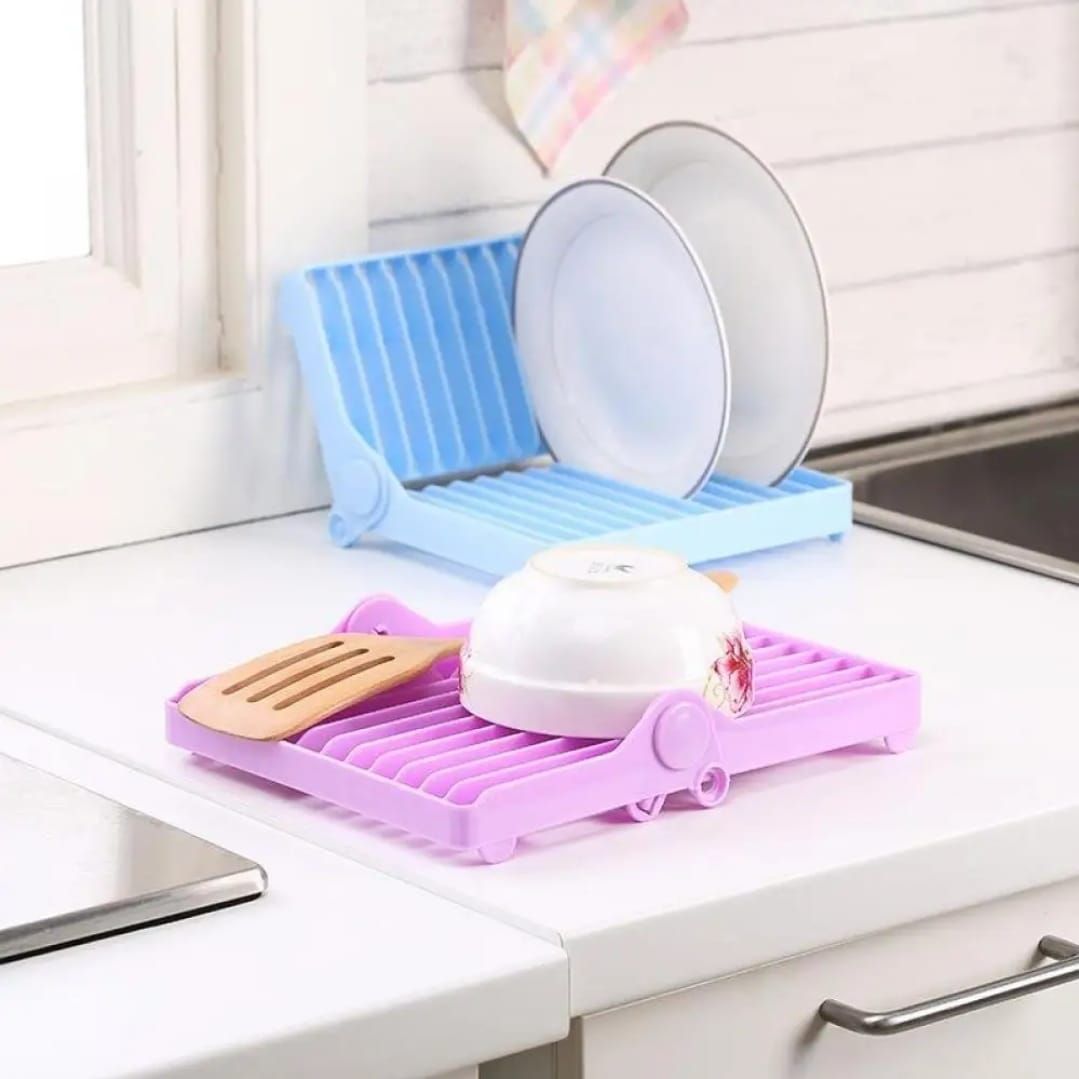 Small Kitchen Foldable Dish Plate Drying Rack | Multipurpose Space Saving Storage Organizer Plastic Rack (Random color) View Gallery - Pakistan