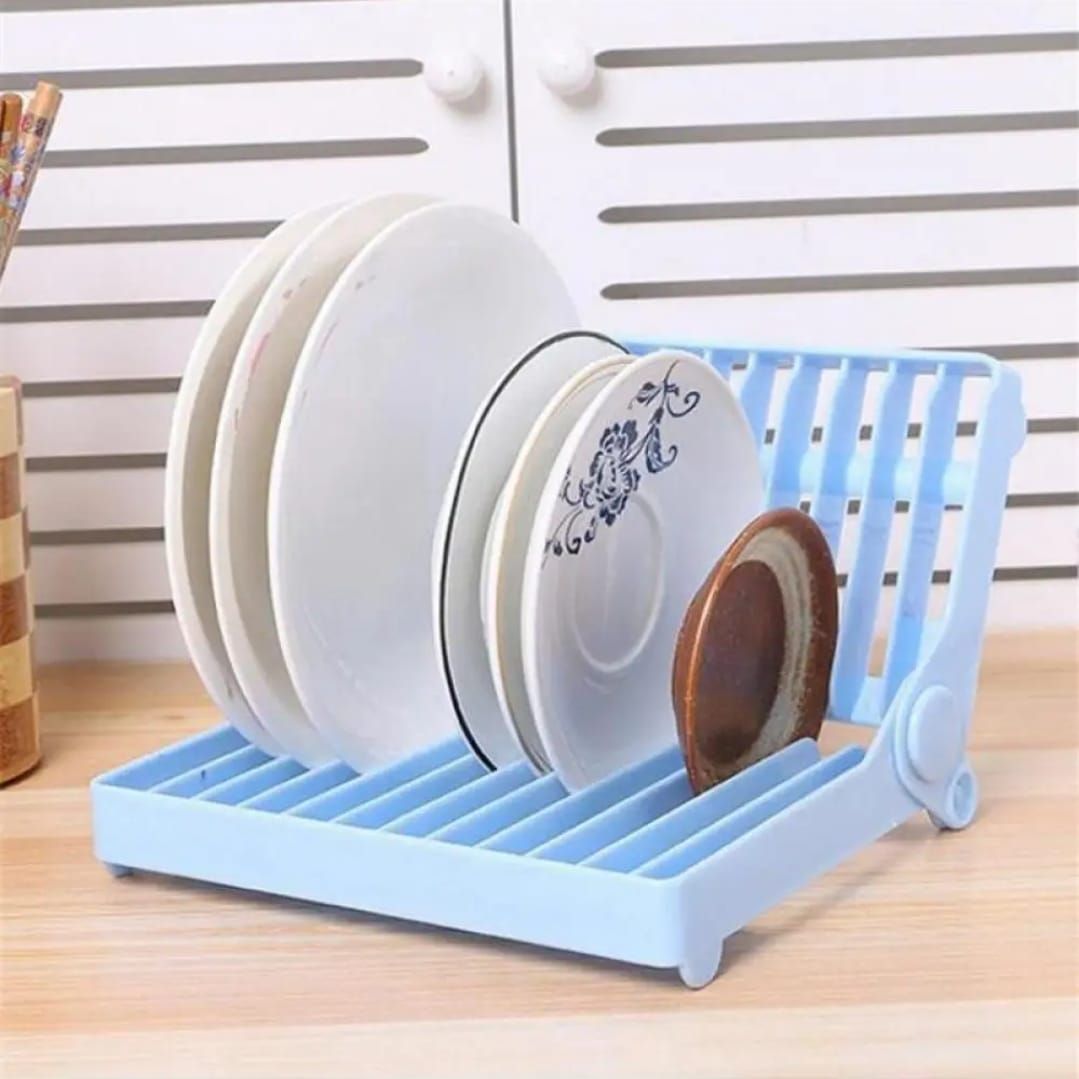 Small Kitchen Foldable Dish Plate Drying Rack | Multipurpose Space Saving Storage Organizer Plastic Rack (Random color) View Gallery - Pakistan