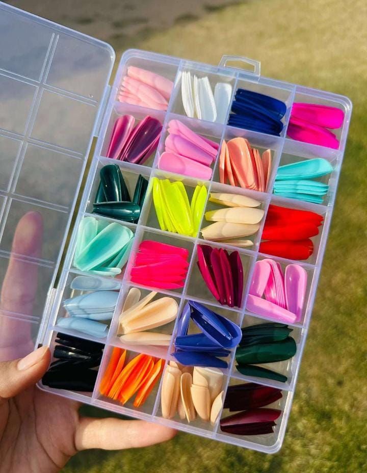 288 PCs colorful and Shiny nails box (Random Color) View Gallery - Pakistan