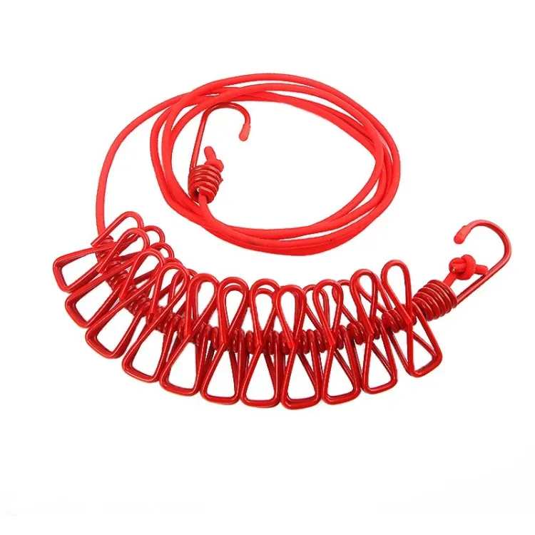 Portable Clothesline Clip - Elastic, Windproof Eco-Friendly Cloth Hanging Rope for Travel Home Use | After stretching it become View Gallery - Pakistan