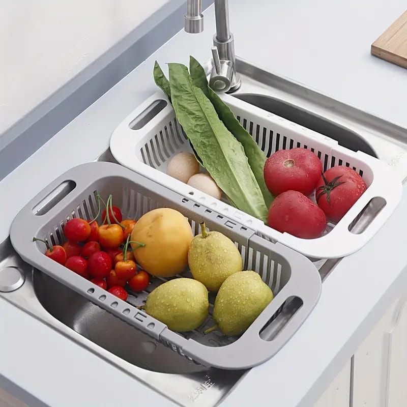 Kitchen Plastic Dish Drainer and Drying Rack Sink Basket for Washing Bowls Utensils Vegetables Fruits Storage Organizer (Random color) View Gallery - Pakistan
