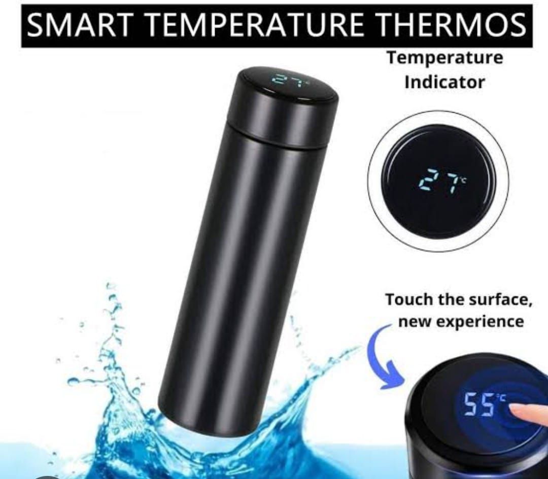 Temperature Display Indicator Insulated Stainless Steel Hot &amp; Cold Flask Bottle (Random Color) (500 ML ) View Gallery - Pakistan