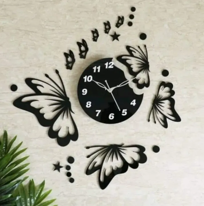 3d wall clock  And Butterfly Wooden Wall Clock  with light View Gallery - Pakistan