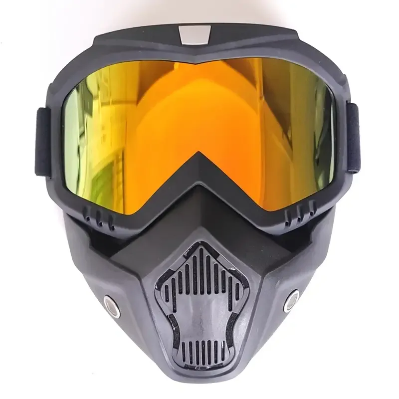Motorcycle Goggles with Removable Full Face Mask Riding Glasses Dirt Bike ATV Motocross Detachable Eyewear (Random glass Shade) View Gallery - Pakistan