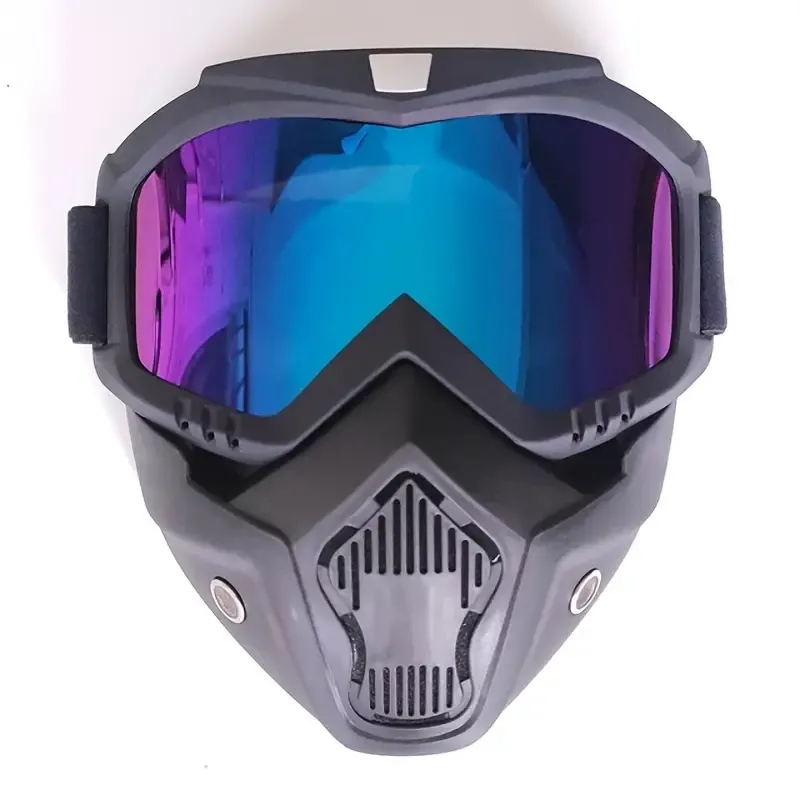 Motorcycle Goggles with Removable Full Face Mask Riding Glasses Dirt Bike ATV Motocross Detachable Eyewear (Random glass Shade) View Gallery - Pakistan